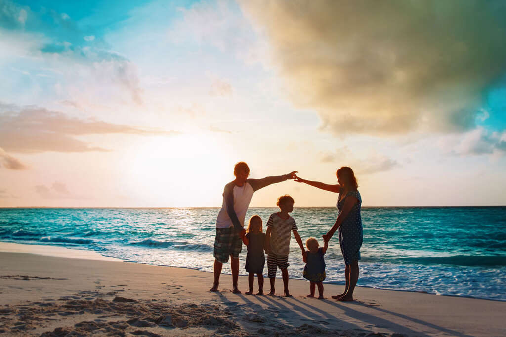 Family on beach